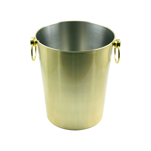 Gold-Plated Stainless Steel Ice Bucket with Ring Handles