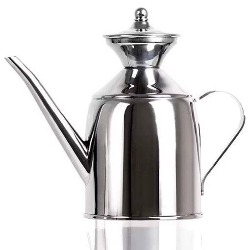 Professional Stainless Steel Oil Dispenser with Long Spout and Lid