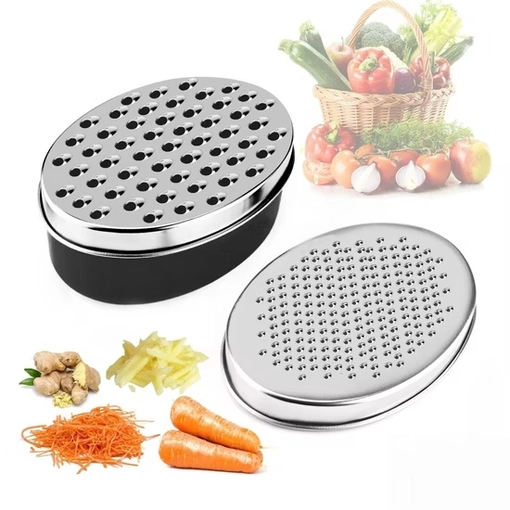 Stainless Steel Cheese Grater with Storage Container and Lid