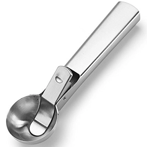 Stainless Steel Trigger Ice Cream Scoop – Ø48 mm Bowl, Thumb Lever Portion Disher