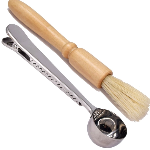 Edelstahl Kaffeeschaufel mit Clip Espresso Brush Set