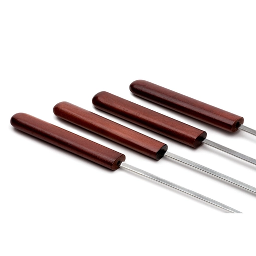 Edelstahl Spieße mit Rosenholz verarbeitet, Edelstahl BBQ-Set Hersteller