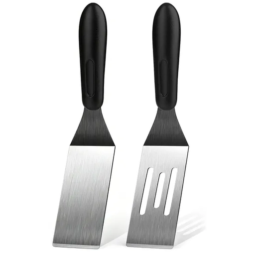 2-Piece Mini Stainless Steel Spatula Set – Solid & Slotted Turners