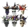 China Senmasine Crânios de esqueleto de Halloween de vários estilos com chapéu de bruxa, decoração de enfeites de olhos assustadores fabricante