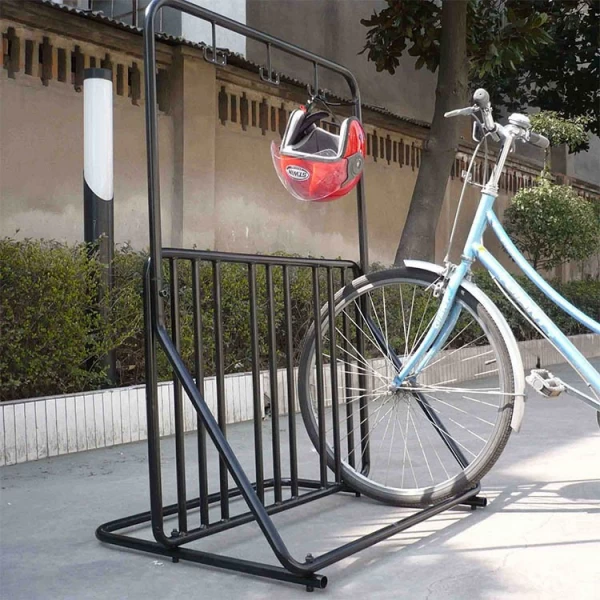 China Innovative Loading 6-Bikes And 3-Helmet Hooks Outdoor Bike Rack manufacturer