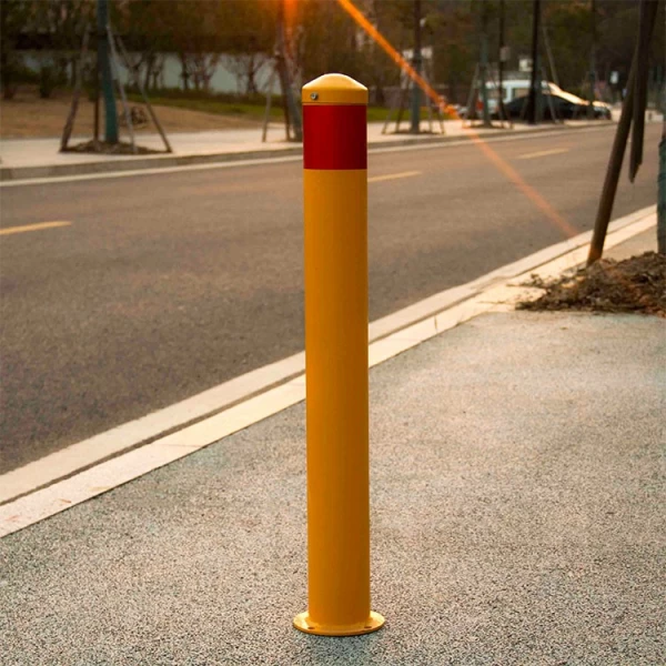 China Yellow Powder Coated Red Reflective Tape Removable Bollard manufacturer