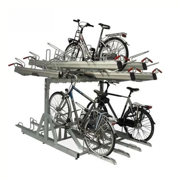 China Suporte de rack de estacionamento para bicicletas de duas camadas com elevador vertical fabricante