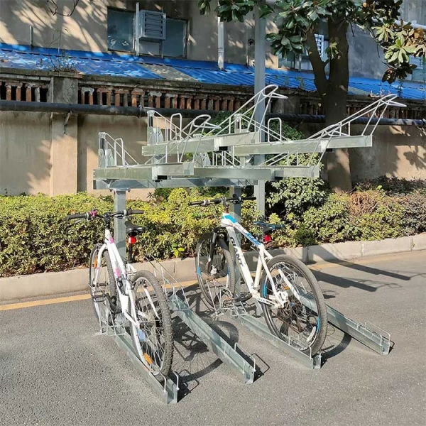 Chine Support à vélos de stationnement extérieur commercial à deux niveaux fabricant