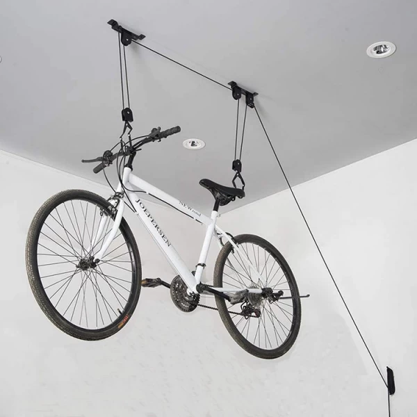 中国 天花板安装黑色粉末涂层自行车升降机墙壁挂钩支架升降自行车挂架支架实用山地 制造商