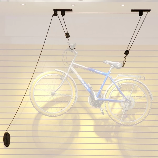 China Montagem no teto preto revestimento em pó bicicleta grua gancho de parede titular elevador bicicleta pendurado rack suporte prático montanha fabricante