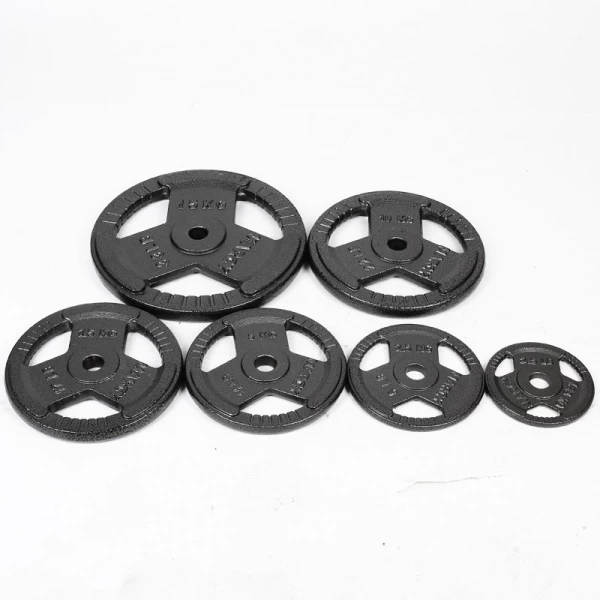 China Tri Grip Weightlifting Cast Iron Weight Plate for Strength Training manufacturer