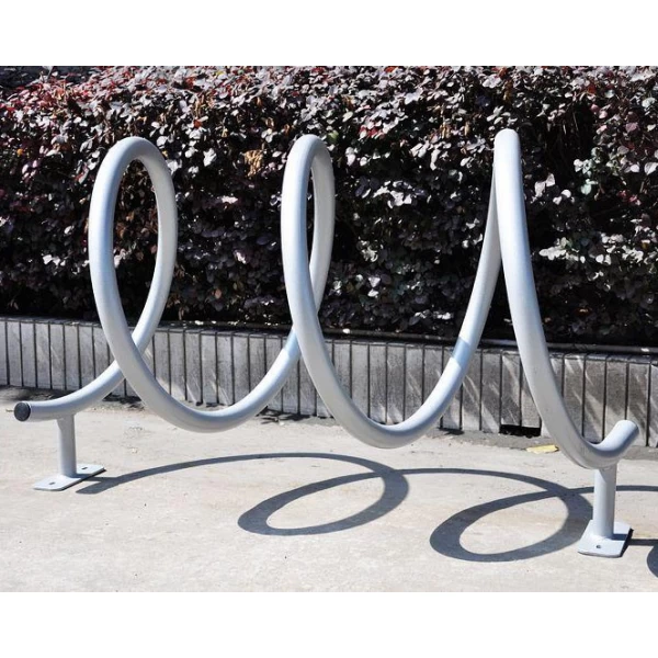 China 2021 New Commercial Gyroidal Shaped Stainless Steel Tube Bike Rack manufacturer