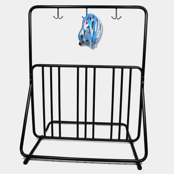 China 3 Grid Mountain Bike Parking Stand Helmet Rack Fence with Storage manufacturer