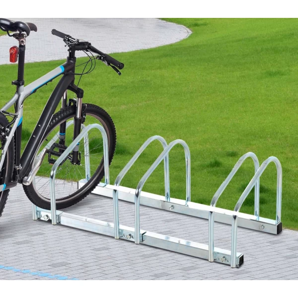 Cina Supporto in alluminio 5 Nook Bike Floor Parking Bronzo Rack Hoop Freestyle produttore