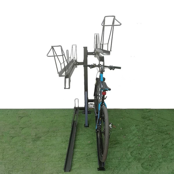 Chine Support de sol créatif pour porte-vélos extérieur à deux niveaux en aluminium pour tous les stationnements de vélos fabricant
