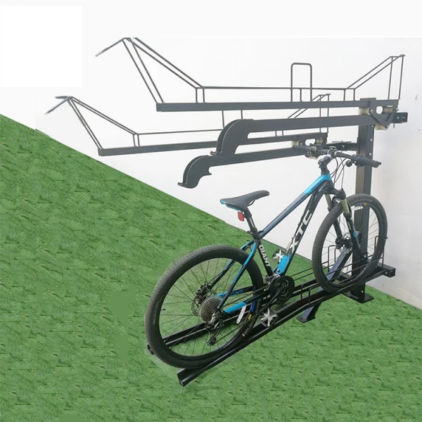 China Suporte de chão criativo para bicicletas de dois níveis de alumínio para estacionamento de bicicletas fabricante