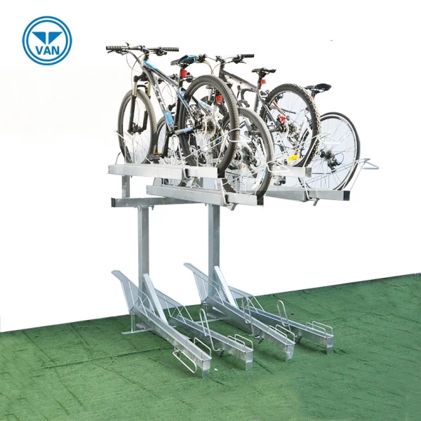 Chine Support de stationnement pour vélos à deux niveaux durable adapté aux besoins du client/support de vélo à deux étages fabricant