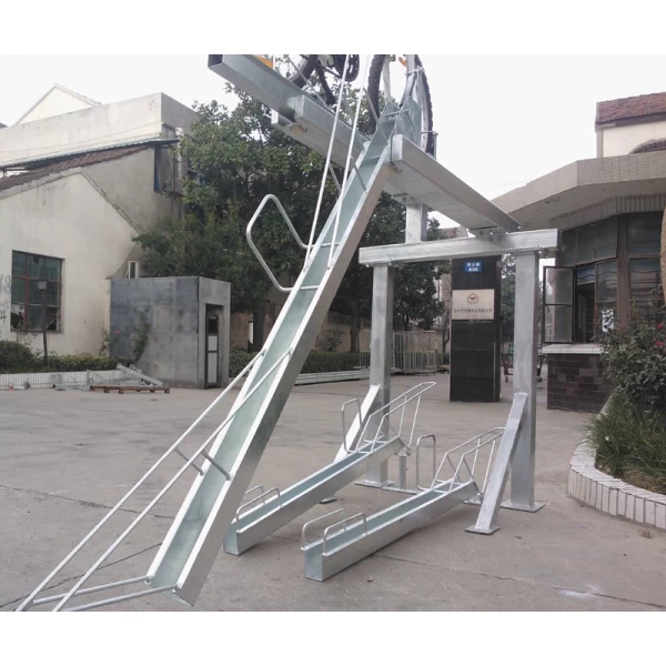 China Customized Space Saving Outdoor Carbon Steel Hot DIP Double Tier Bicycle Rack manufacturer