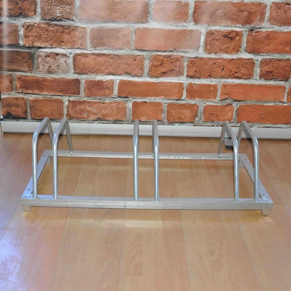 China Floor Type Double-Sided Outdoor School 3 Capacity Bike Parking Stand manufacturer