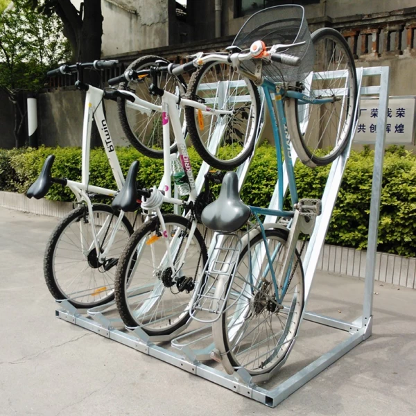 중국 고품질 세미 수직 자전거 스토리지 랙 야외 자전거 주차 랙 제조업체