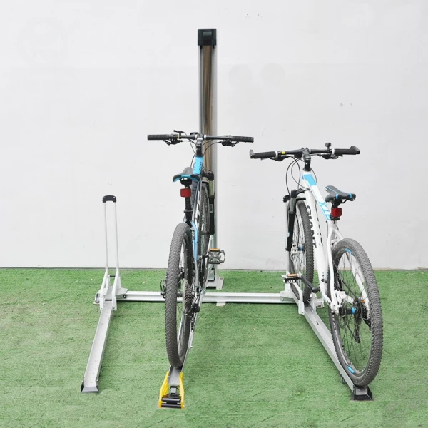 中国 溶融亜鉛メッキ鋼は 2 層自転車駐車ラック ロードバイク ディスプレイ スタンド サプライヤー ダブル スタックを提供します メーカー