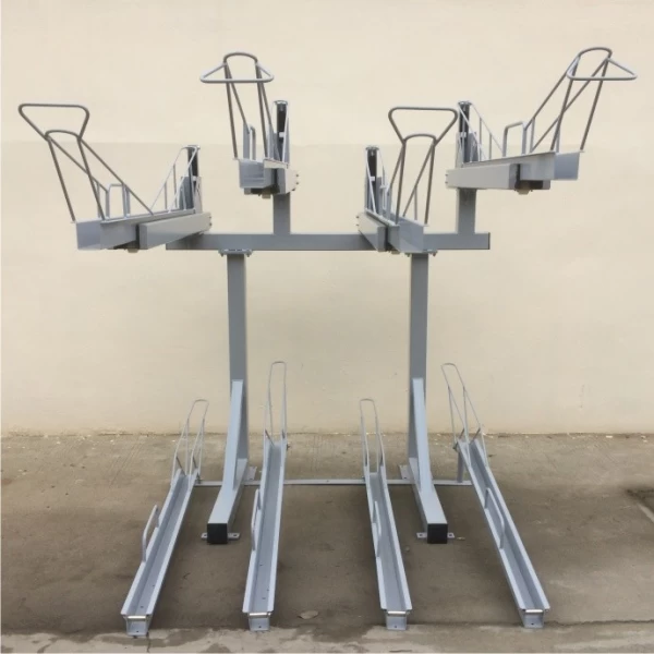 China Rack de bicicletas revestido a pó industrial de dois andares para estacionar 8 bicicletas fabricante