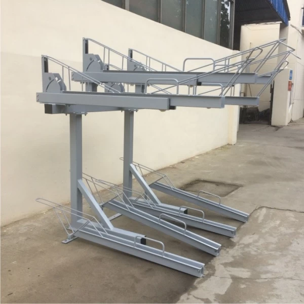 China Industrial Double-Deck Powder Coated Bicycle Rack for Parking 8 Bikes manufacturer