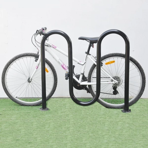 Cina Tubi d'acciaio con montaggio a flangia per bicicletta Wave Style Parks 9 Bike Bike Loop Rack produttore