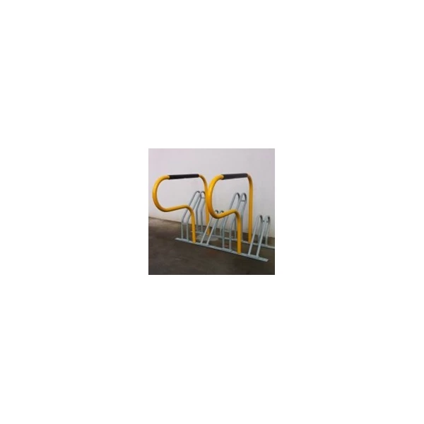 China Yellow And Black Bicycle Parking Stand For 6 Bikes manufacturer
