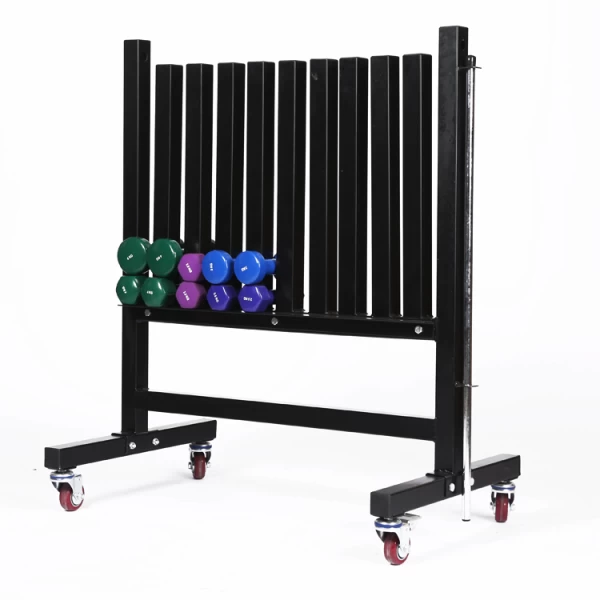 China 2019 Vinyl Dipping Dumbbell Rack with Wheel manufacturer