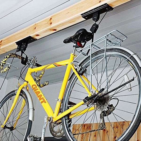 China Plafondmontage Zwarte poedercoating Fietstakel Muurhaakhouder Lift Fietsophangrek Stand Praktische berg fabrikant