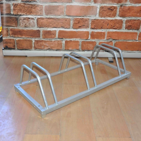 China Floor Type Double-Sided Outdoor School 3 Capacity Bike Parking Stand manufacturer