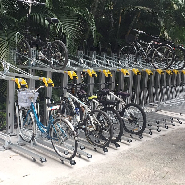 China Two Tie Parking Bicycle Floor Vertical Automatic Parking Bicicle Bike Rack manufacturer