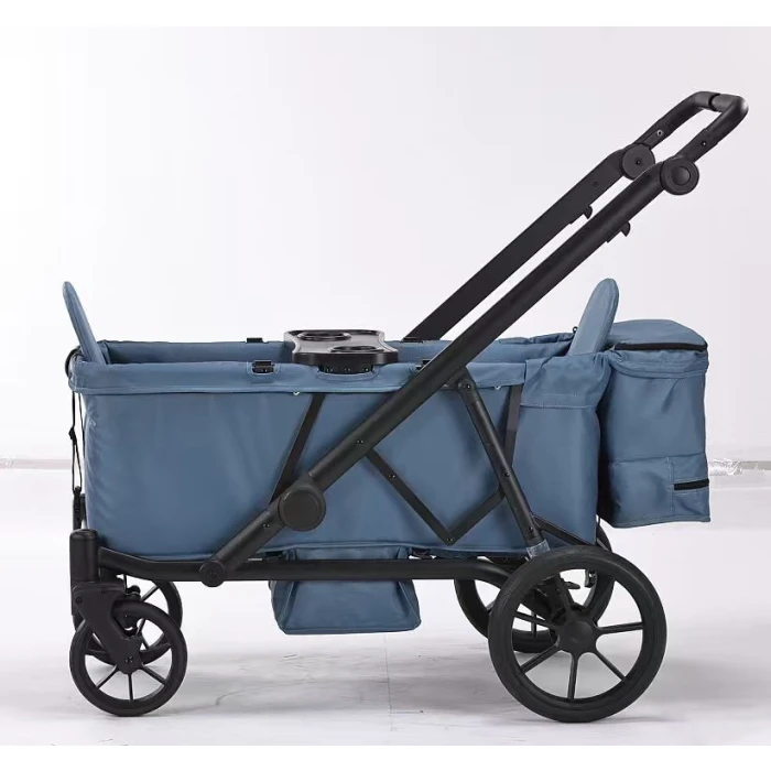 China double seater aluminum tube trailer baby wagon 3rd canopy  with foottrests manufacturer