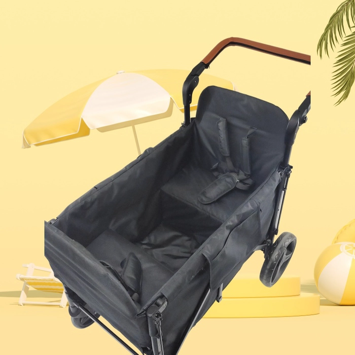 Cina Passeggino per bambini integrato a 2 posti, carro per bambini pieghevole per carichi pesanti con tettuccio rimovibile, carrello per esterni per campeggio in spiaggia produttore