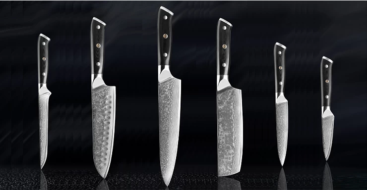 China 67 Layers Damascus steel 6PCS kitchen knife set with VG10 handle manufacturer