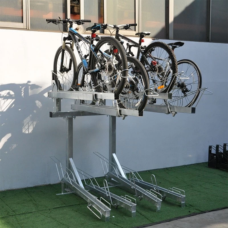 China Outdoor Double Stacked Bike Rack on Campus Parking manufacturer