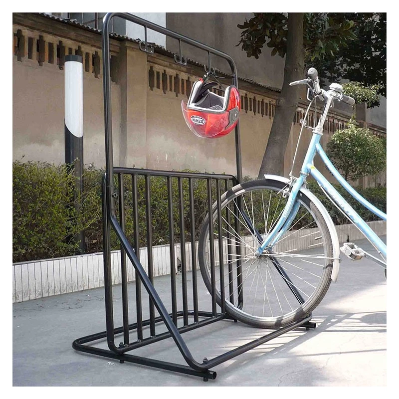 China Innovative Loading 6-Bikes And 3-Helmet Hooks Outdoor Bike Rack manufacturer
