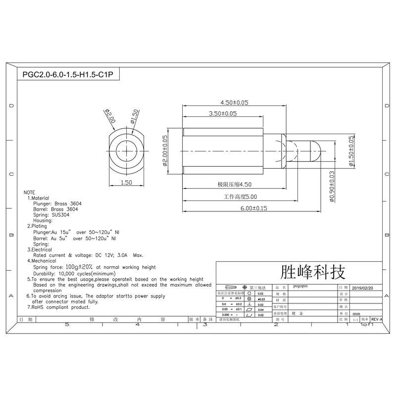 Chine Sonde de contact plaquée or de la meilleure qualité fabricant