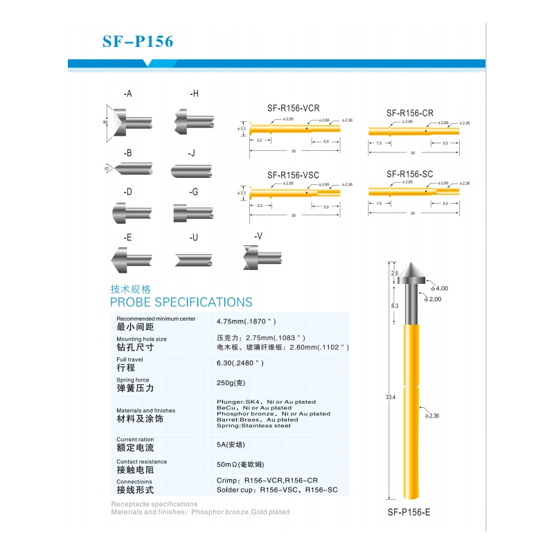 China 2026 New Product Pogo Pins for FCT Hot Export 33mm Au Plated Board Test Fixture Probe manufacturer