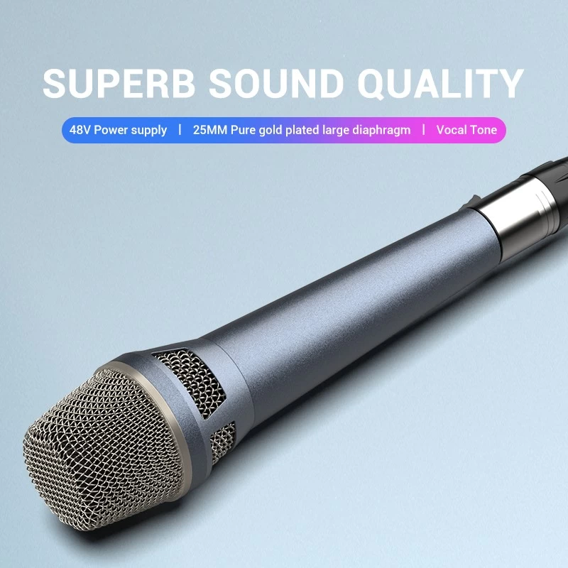 China Highly sensitive condenser microphone, stable and durable, suitable for recording/live streaming/karaoke, supports mobile phones/computers manufacturer