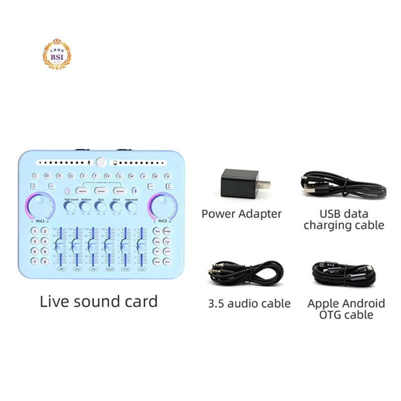 China Cute portable Macaron digital sound card with 12 electronic sounds and OTG live broadcast manufacturer