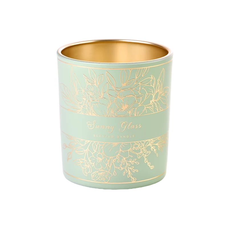 Luxury custom empty green glass candle container