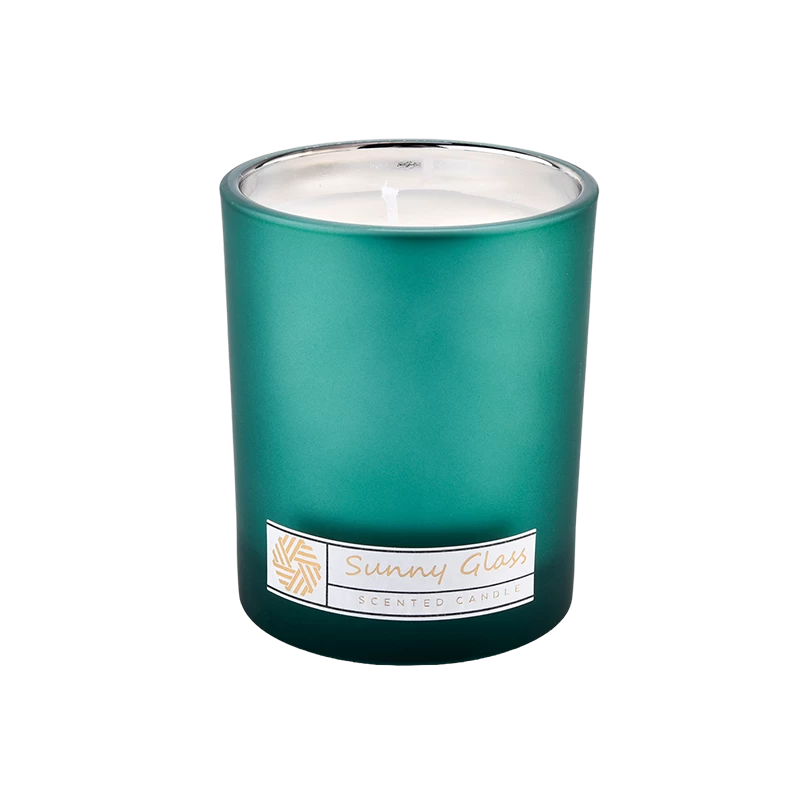 10 oz 300 ml Kerzenbehälter aus mattiertem farbigem Glas, Innendekoration mit Galvanisierung