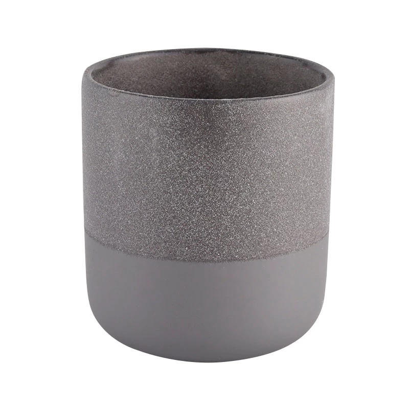 Tarro de vela de cerámica de lujo gris escarcha personalizado al por mayor para hacer velas