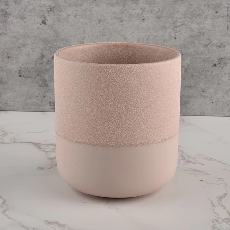 Customized scented candle vessels pink ceramic candle jar