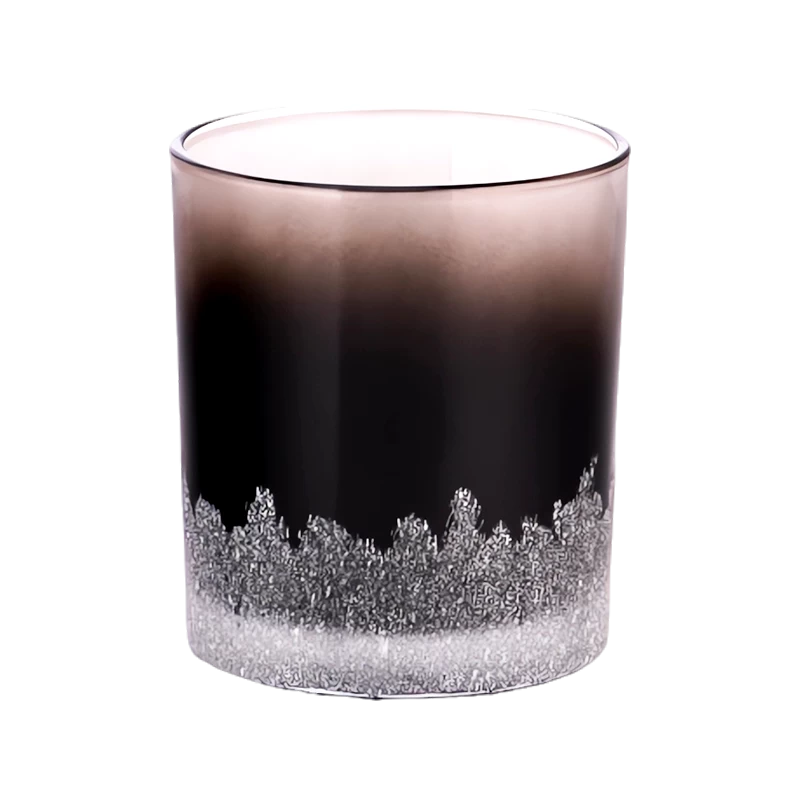 Großhandel mit Farbverlauf-Kerzengläsern aus schwarzem Glas mit Weihnachtsapplikationen