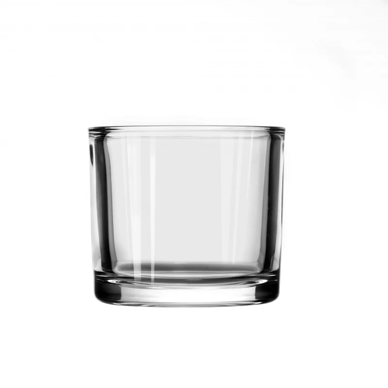 Pot de bougie en verre vide transparent en gros avec paroi épaisse et fond épais pour la décoration intérieure