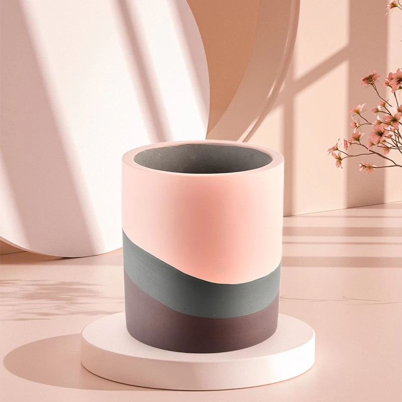 Los fabricantes dirigen el tarro concreto de la vela del tarro de cerámica multicolor de encargo de la vela