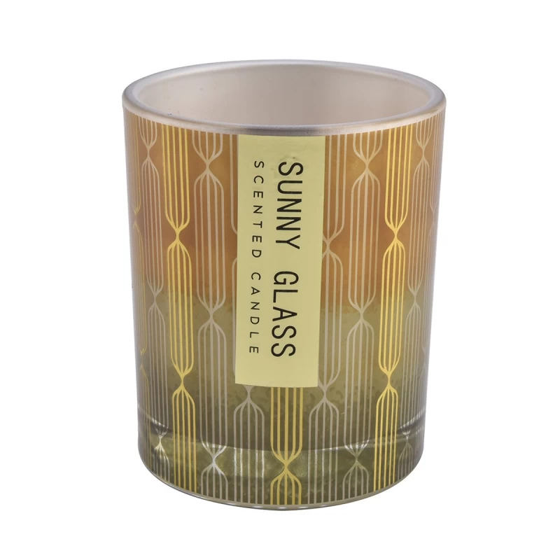 New product gold piano with uu floral paper glass pattern glass candle jar
